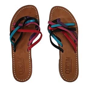 Corium Sorrento Italian multi-colored leather strap sandals Size 39